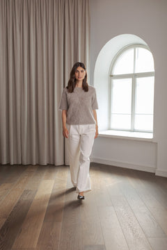 Ariel Alpaca Blend Short Sleeve Sweater Greige