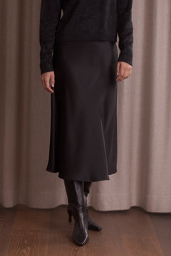 Tianna Midi Satin Skirt Black