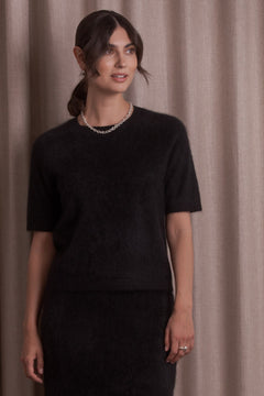Karlie Short Sleeve Cashmere Sweater Black