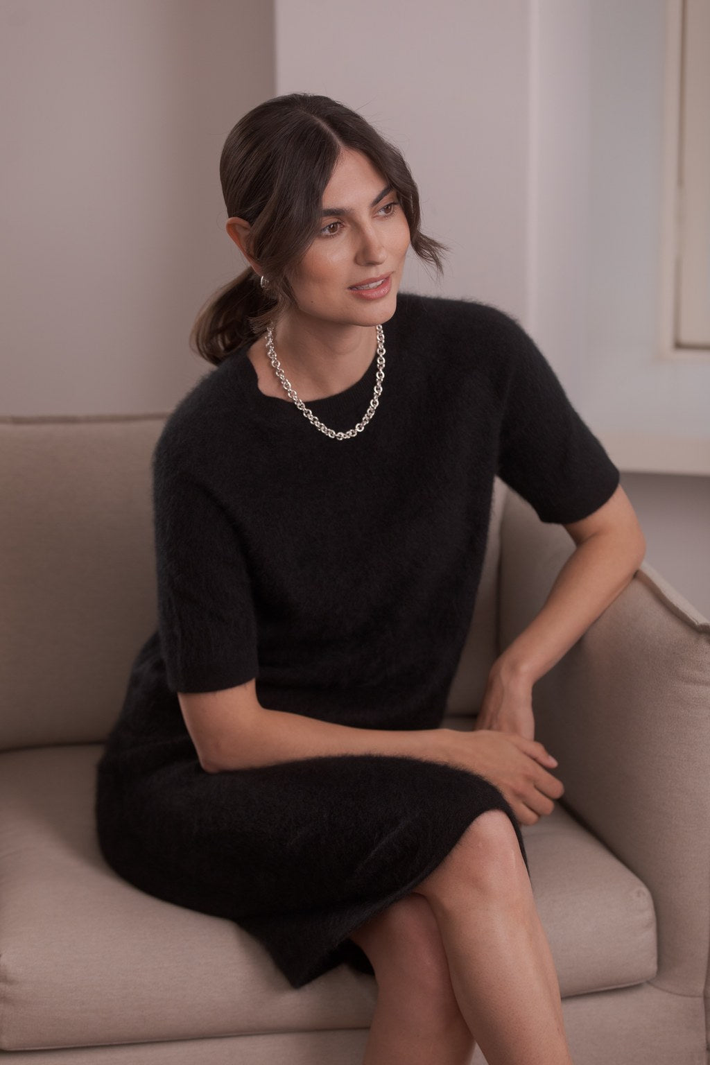 Karlie Short Sleeve Cashmere Sweater Black