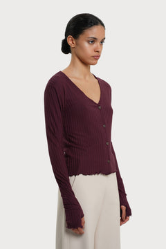 Olive Cardigan Wine Red