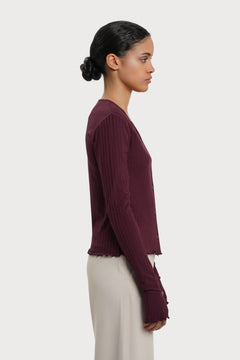 Olive Cardigan Wine Red