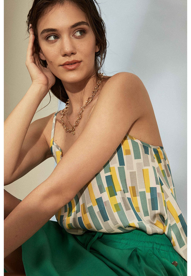 Women's Lyocell Spaghetti Strap Top Graphic Print
