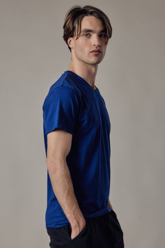 Stretch Jersey V-Neck T-Shirt Blue