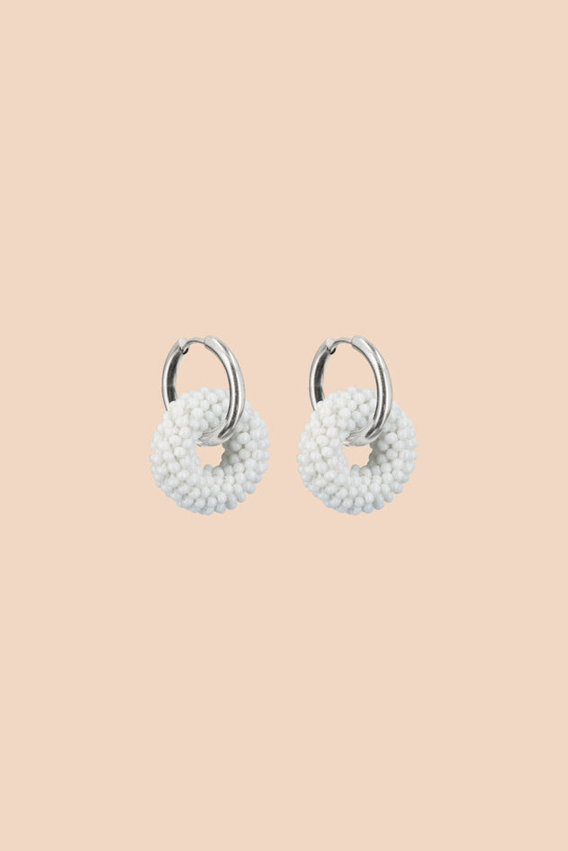 Veda Earrings White & Silver