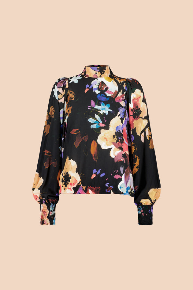 Puff Blouse Black Anemone