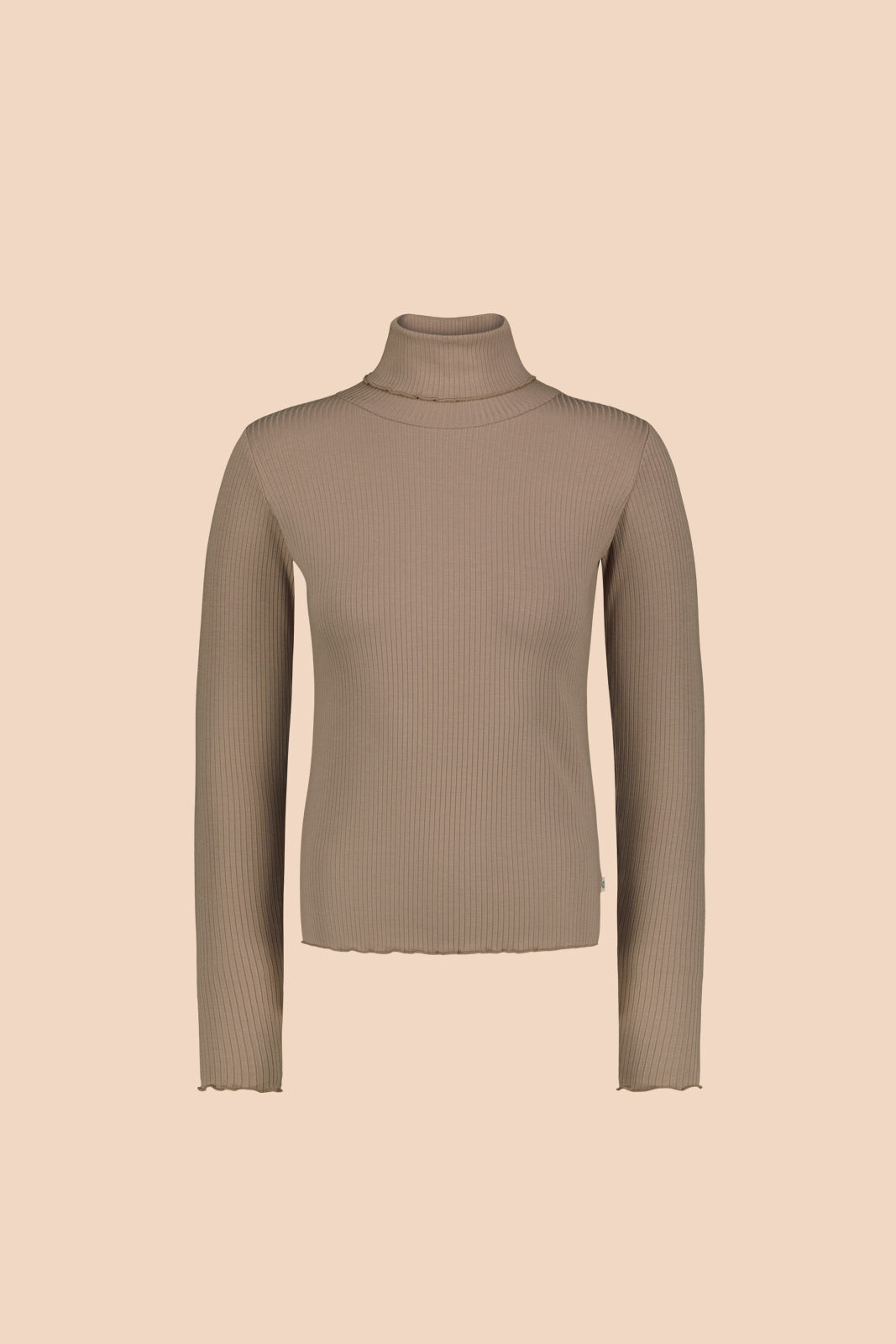 Rib Rollneck Long Sleeve Taupe