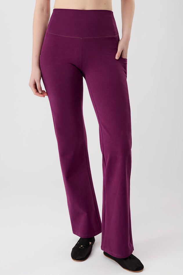 Straight Pants Black Plum