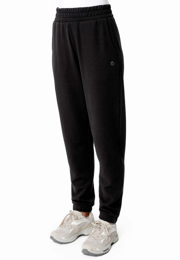Pariss Waffle Joggers Black