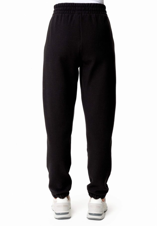 Pariss Waffle Joggers Black