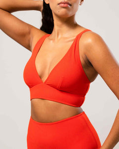 Plunge Bikini Top Papaya