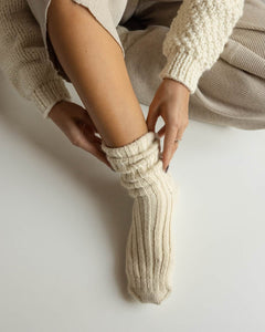 Handmade Rib Wool Socks Seal Salt