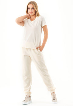 Perrie Soft Touch Organic Cotton Sweatpants Off White