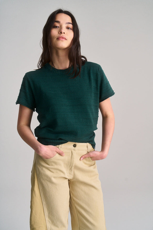 Posey Organic Cotton Knit Tee Dark Green