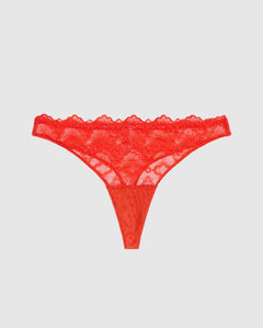 Lace Period Thong Fiery Red