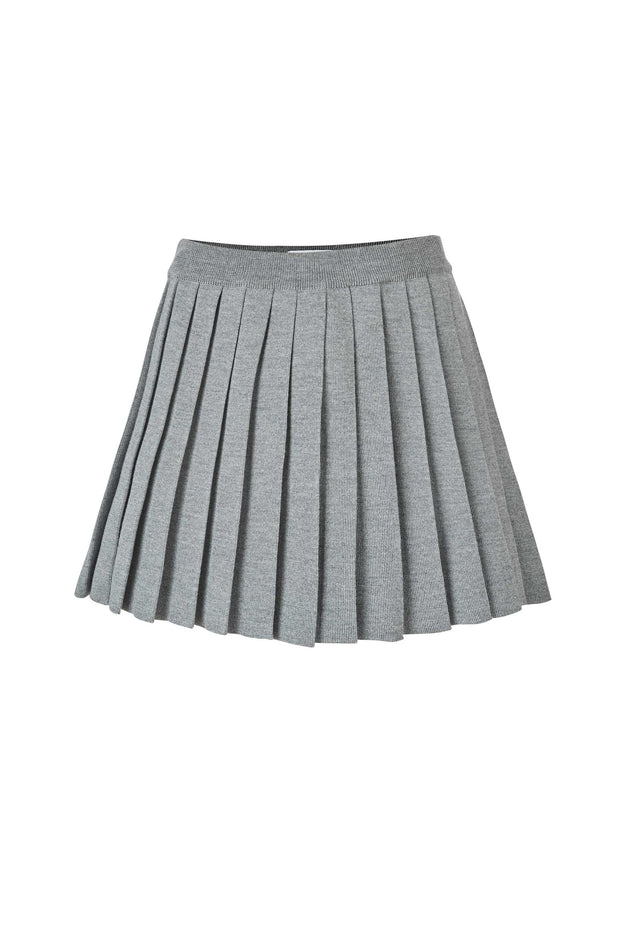 Piccolo Pleated Merino Mini Skirt Light Grey