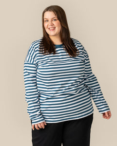 Long Sleeved T-Shirt Petrol Stripes