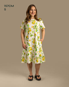 Layered Midi Dress Limone Yellow