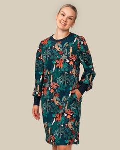 Toive Puff Sleeve Dress Tropical Forest