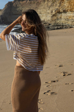 Energia Linen Crop Top Sand Striped