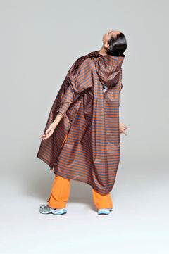 Breton Blue Rain Poncho Brown