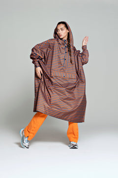 Breton Blue Rain Poncho Brown