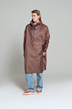Breton Blue Rain Poncho Brown