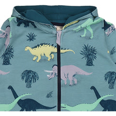 Kids' Running Dinosaurs Sweat Jacket Blue