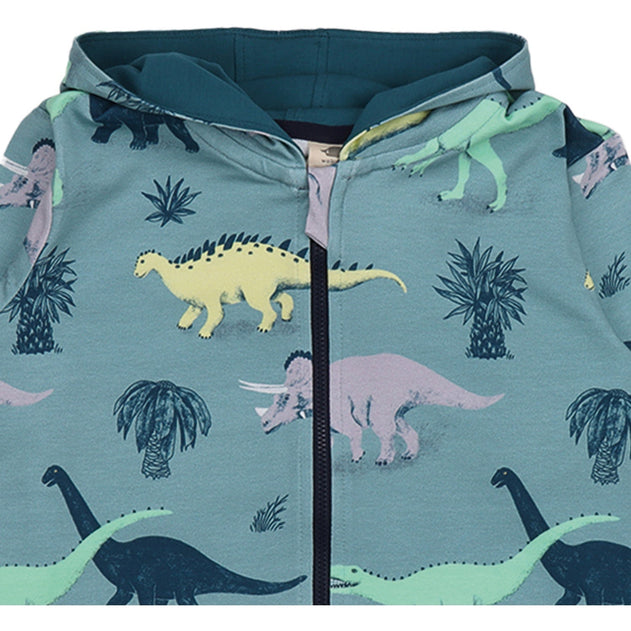 Kids' Running Dinosaurs Sweat Jacket Blue