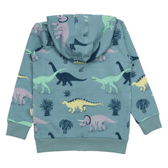 Kids' Running Dinosaurs Sweat Jacket Blue