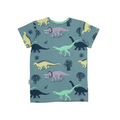 Kids' Running Dinosaurs T-Shirt Blue