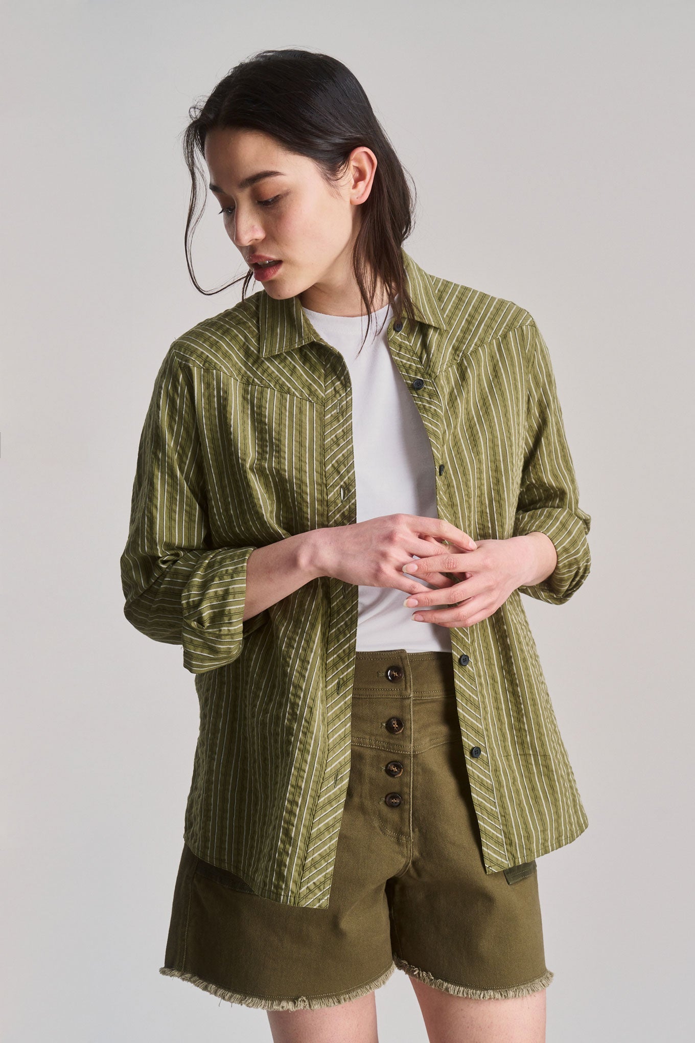 Rio Organic Cotton Shirt Green Stripe