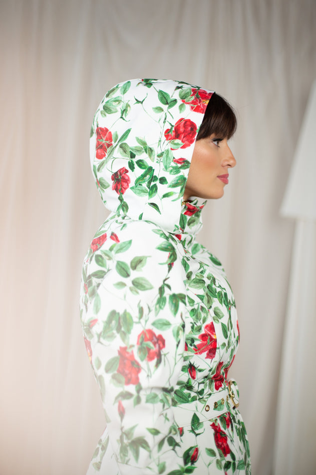 Fit and Flare Raincoat with A-Line Hem Charming Rose