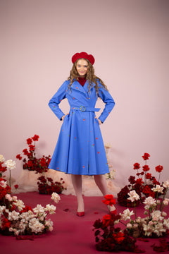 Double Breasted Trench Coat Forget-Me-Not Blue