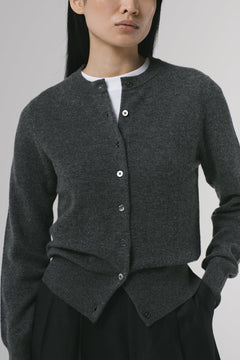 Merino Cashmere Knit Cardigan Grey