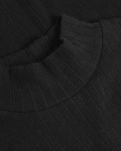 Heavy Ribbed Mockneck Dress Black