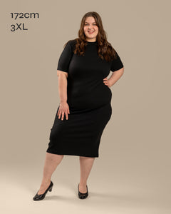 Ribbed T-Shirt Dress Black