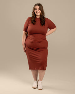 Ribbed T-Shirt Dress Mahogany