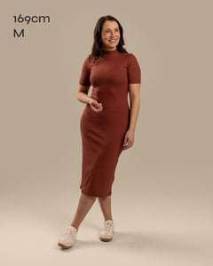 Ribbed T-Shirt Dress Mahogany