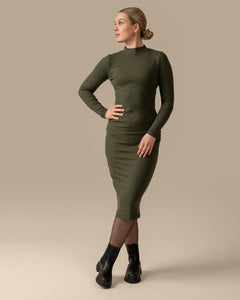 Ribbed Dress Khaki