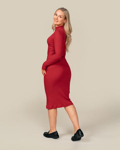 Toive Ribbed Dress Red