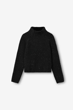 Recycled Wool Turtleneck Sweater Black