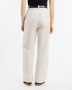 Women's Pantalone Trousers Natural Stripe White