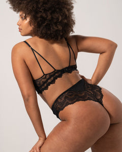 Lace Mesh Highwaist Thong Black
