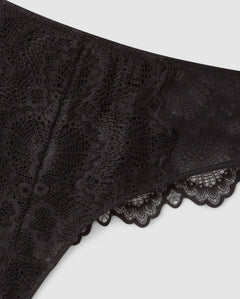 Lace Mesh Highwaist Thong Black