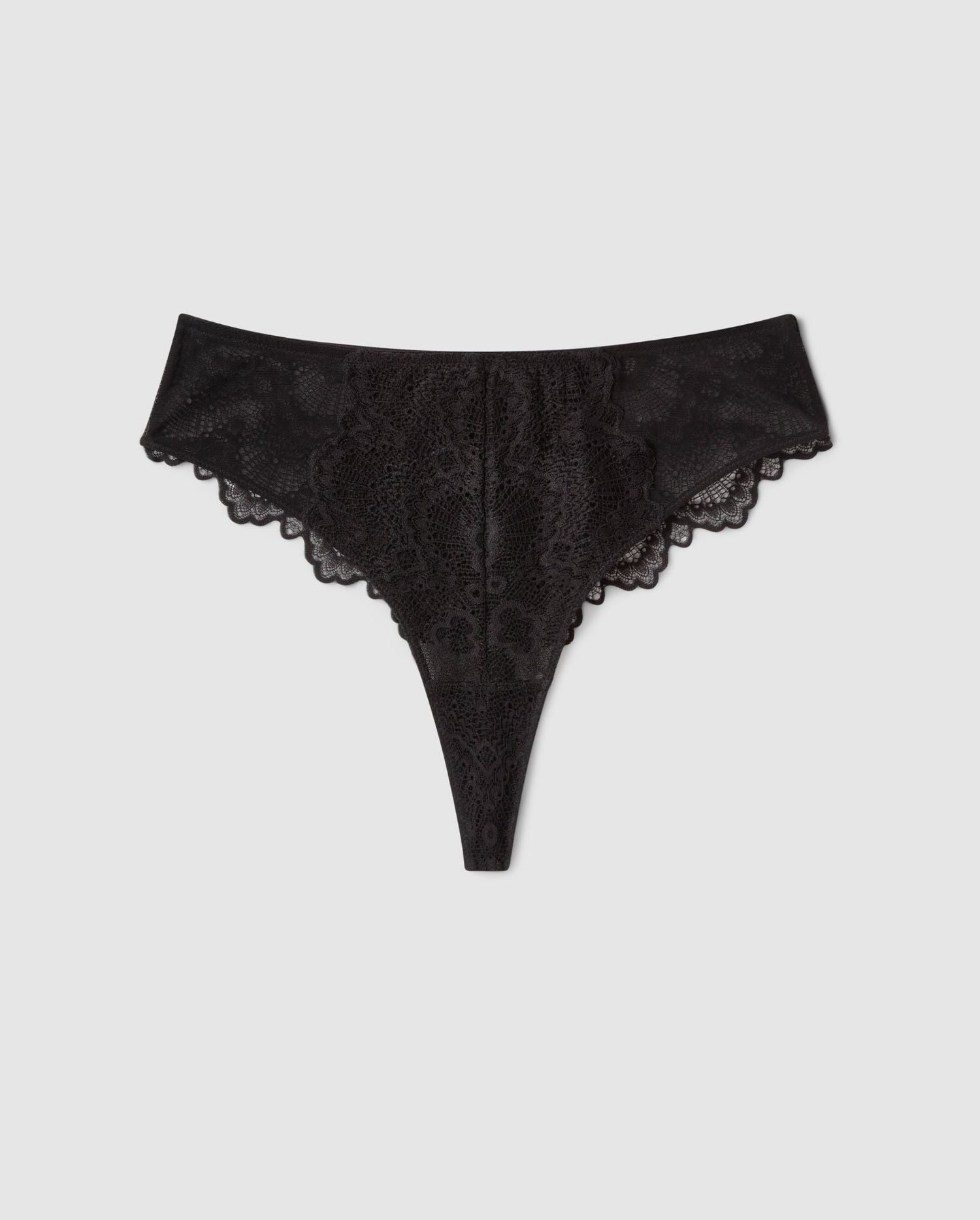 Lace Mesh Highwaist Thong Black