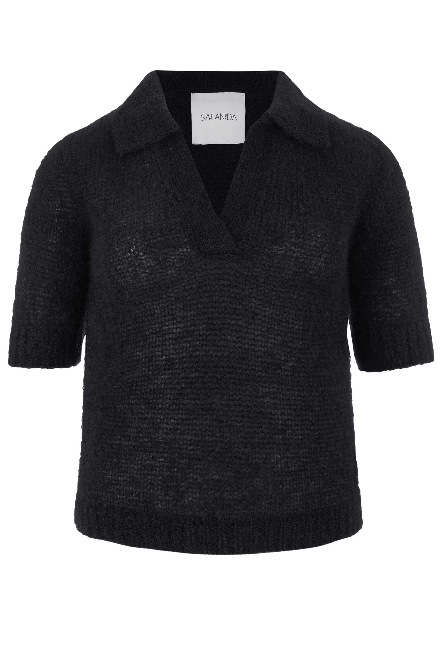 Melody Mohair Polo Top Black