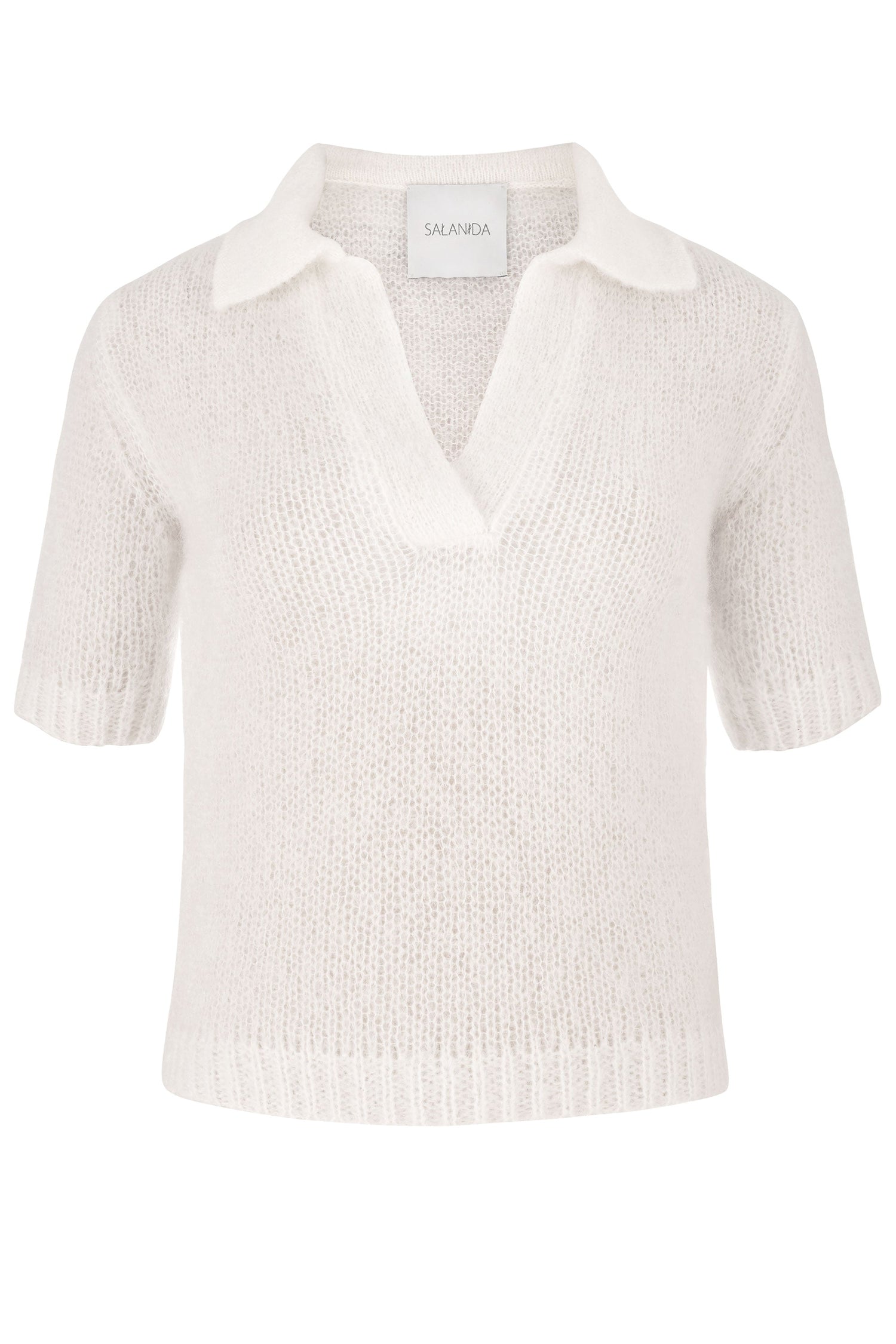 Melody Mohair Polo Top White
