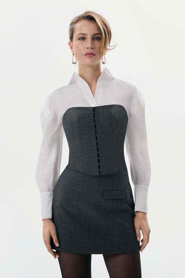 Wool Hook-And-Eye Corset Grey