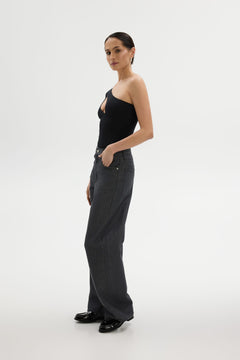 Body Cut-Out Over One Shoulder Black